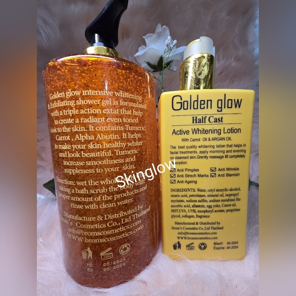 Golden Glow Half Cast Body Milk 500ml Lotion + 1000ml exfoliating shower… - Picture 2 of 3